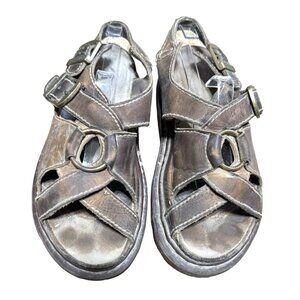 VTG Dr Martens Womens Platform Leather Fisherman Sandals Brass Ring England US 8